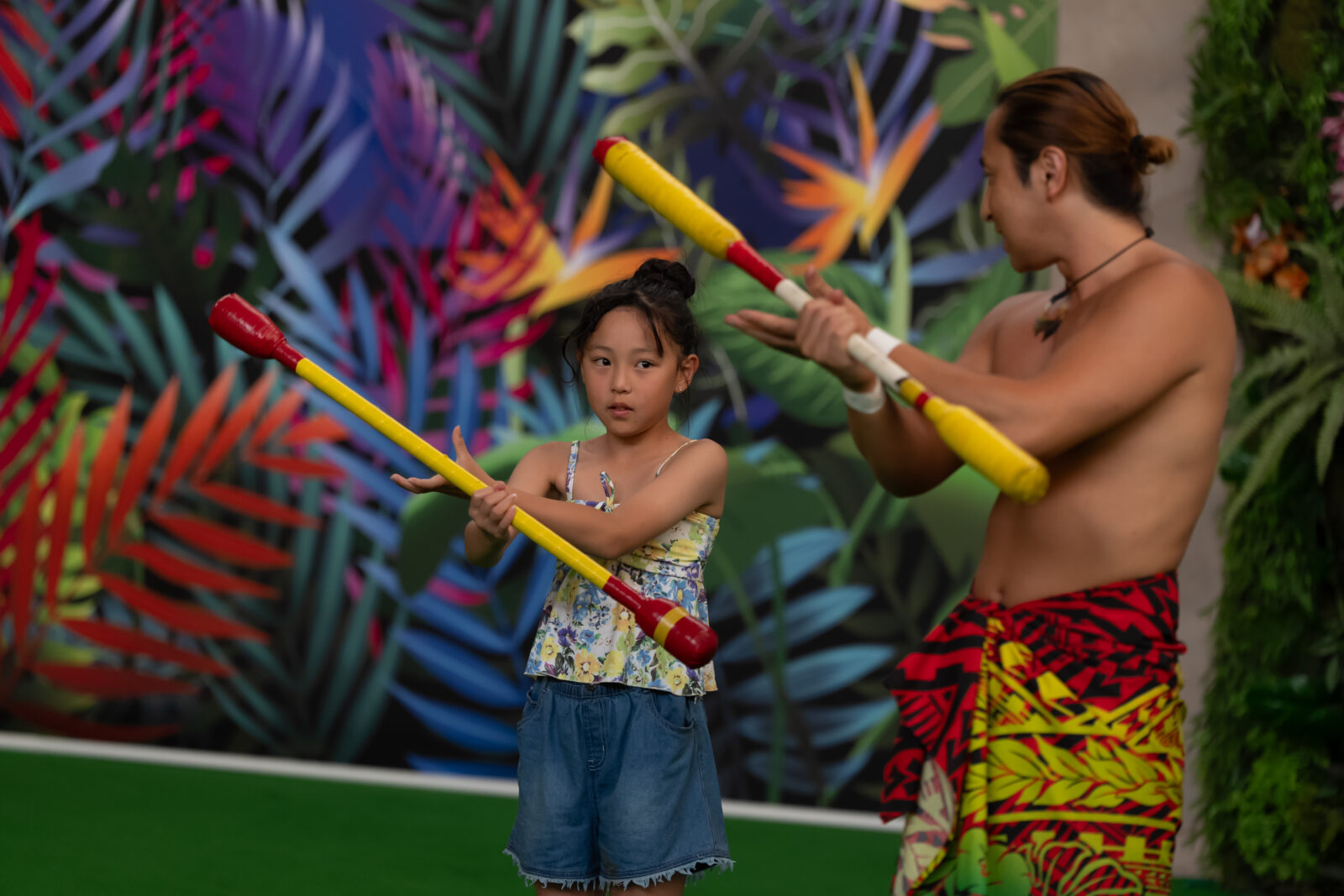 Challenge! Fire knife dance!