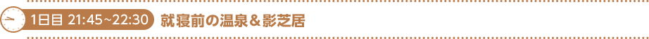 1日目 21:45～22:30就寝前の温泉＆影芝居