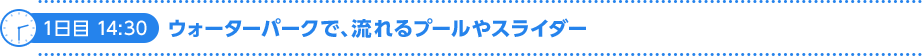 1日目 14:30 ウォーターパークで、流れるプールやスライダー