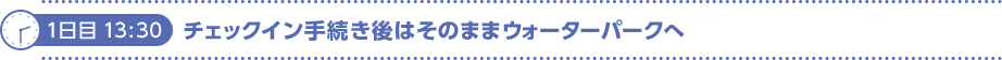 1日目13：30　チェックイン手続き後はそのままウォーターパークへ