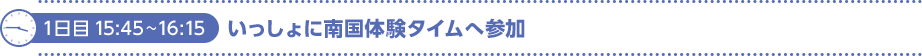 1日目15：45～16：15いっしょに南国体験タイムへ参加
