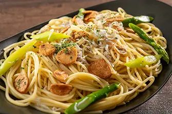 シラスとアスパラのペペロンチーノスパゲティ