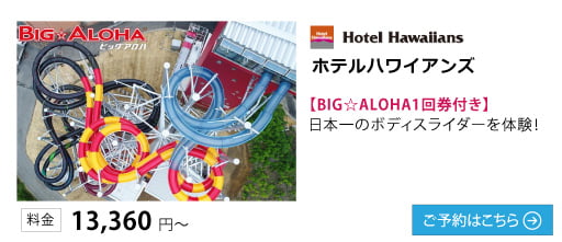 ホテルハワイアンズ【BIG☆ALOHA1回券付き】日本一のボディスライダーを体験！ 料金13,360円～ ご予約はこちら